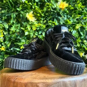 Puma Fenty Platform Velvet Sneaker - Black